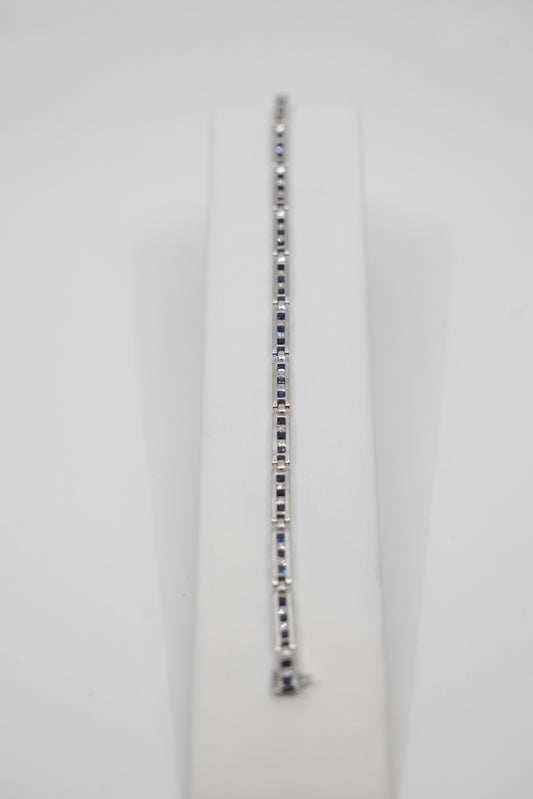 Princess Cut Sapphire & Diamond Tennis Bracelet