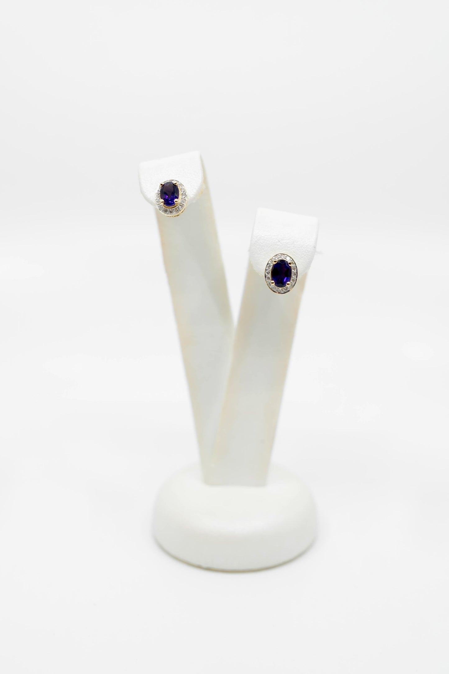Amethyst & Diamond Stud Earrings