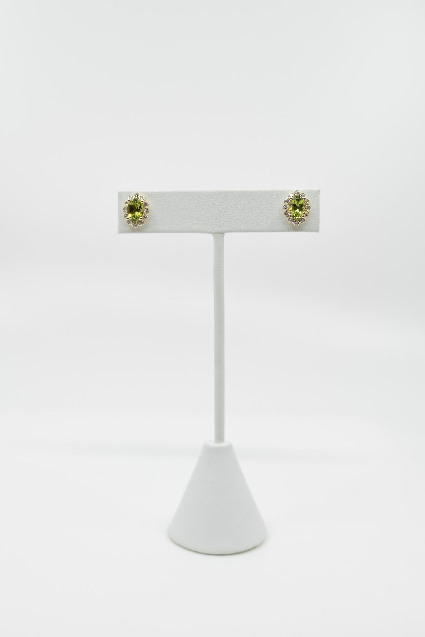 Peridot & Diamond Stud Earrings