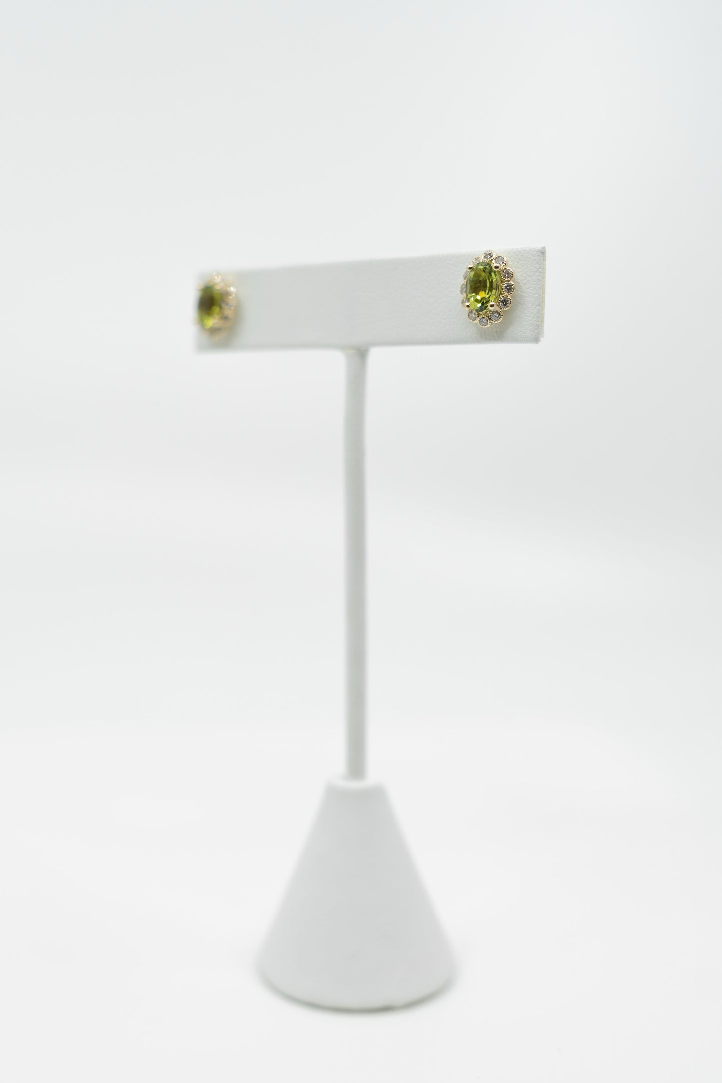Peridot & Diamond Stud Earrings