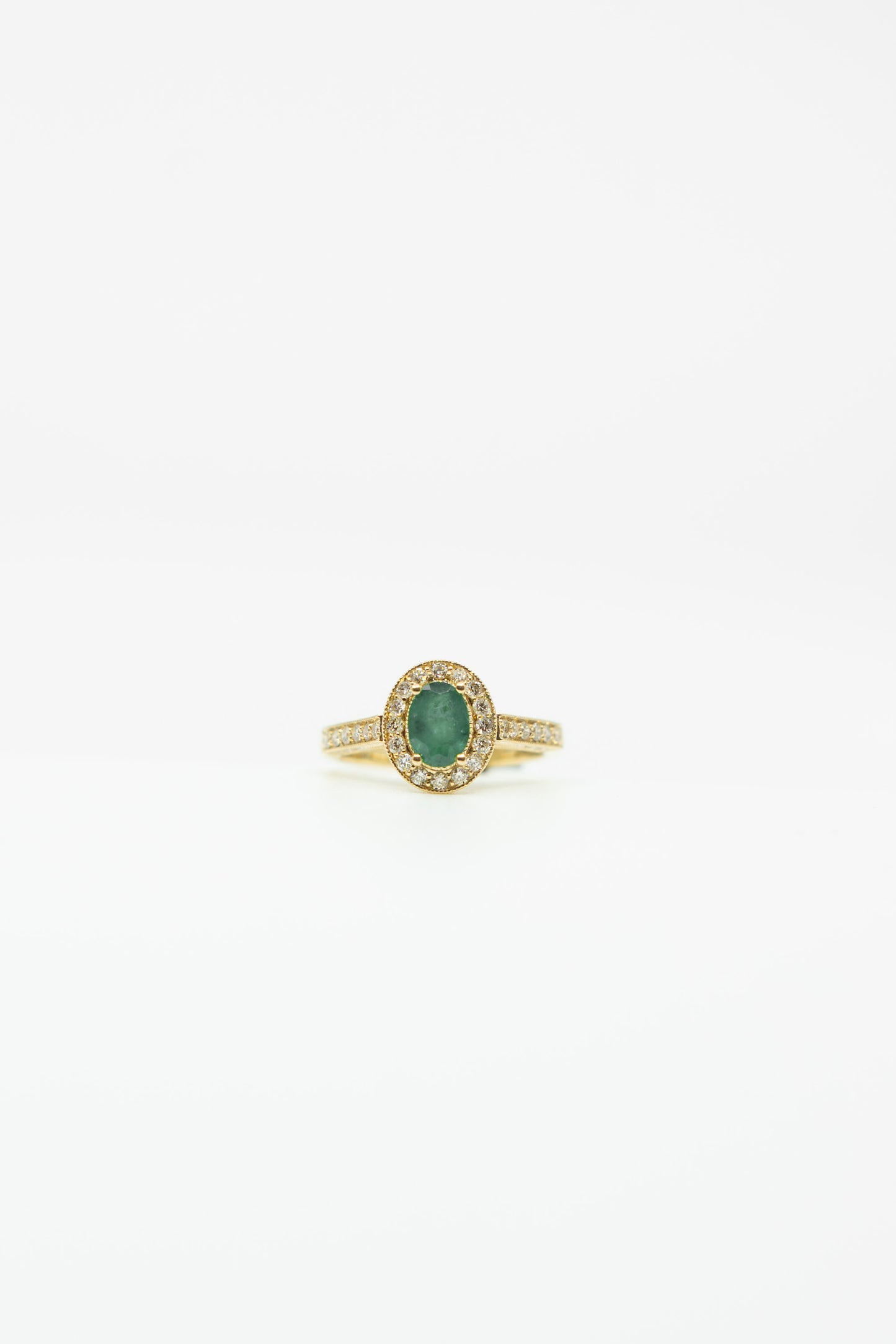 Classic Emerald & Diamond Halo Ring