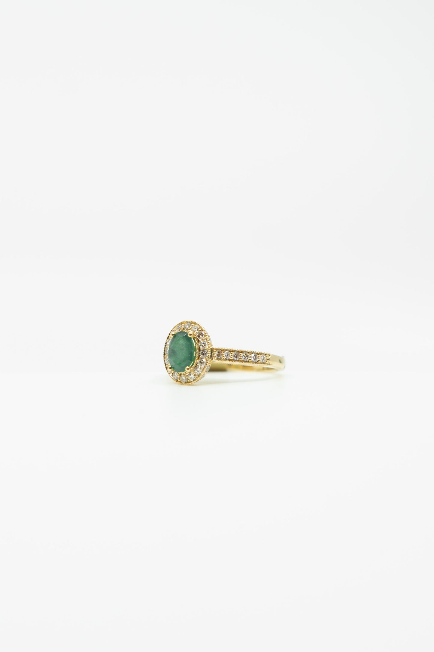 Classic Emerald & Diamond Halo Ring