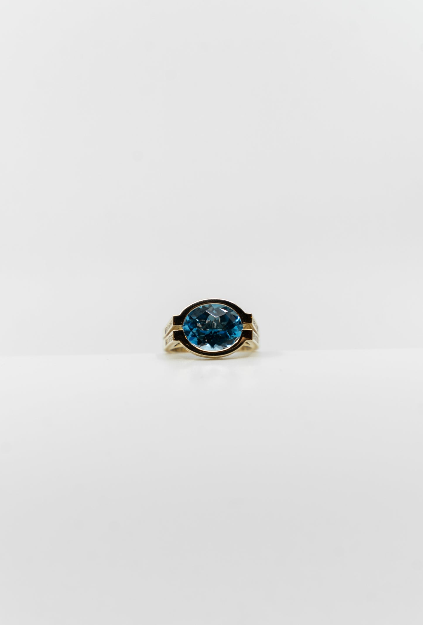 Open Bezel Blue Topaz Ring