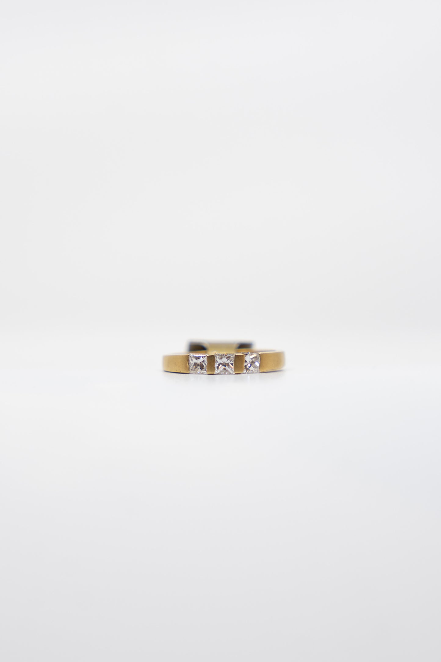 Brushed Gold Three Stone Ring