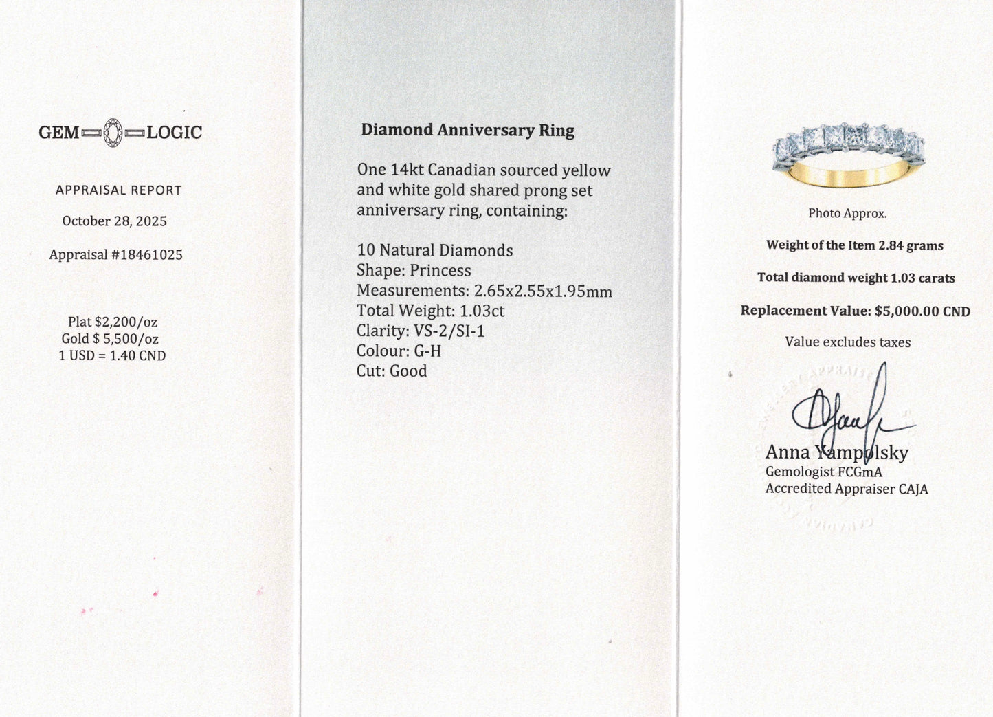 1.03ct Princess Cut Diamond Band