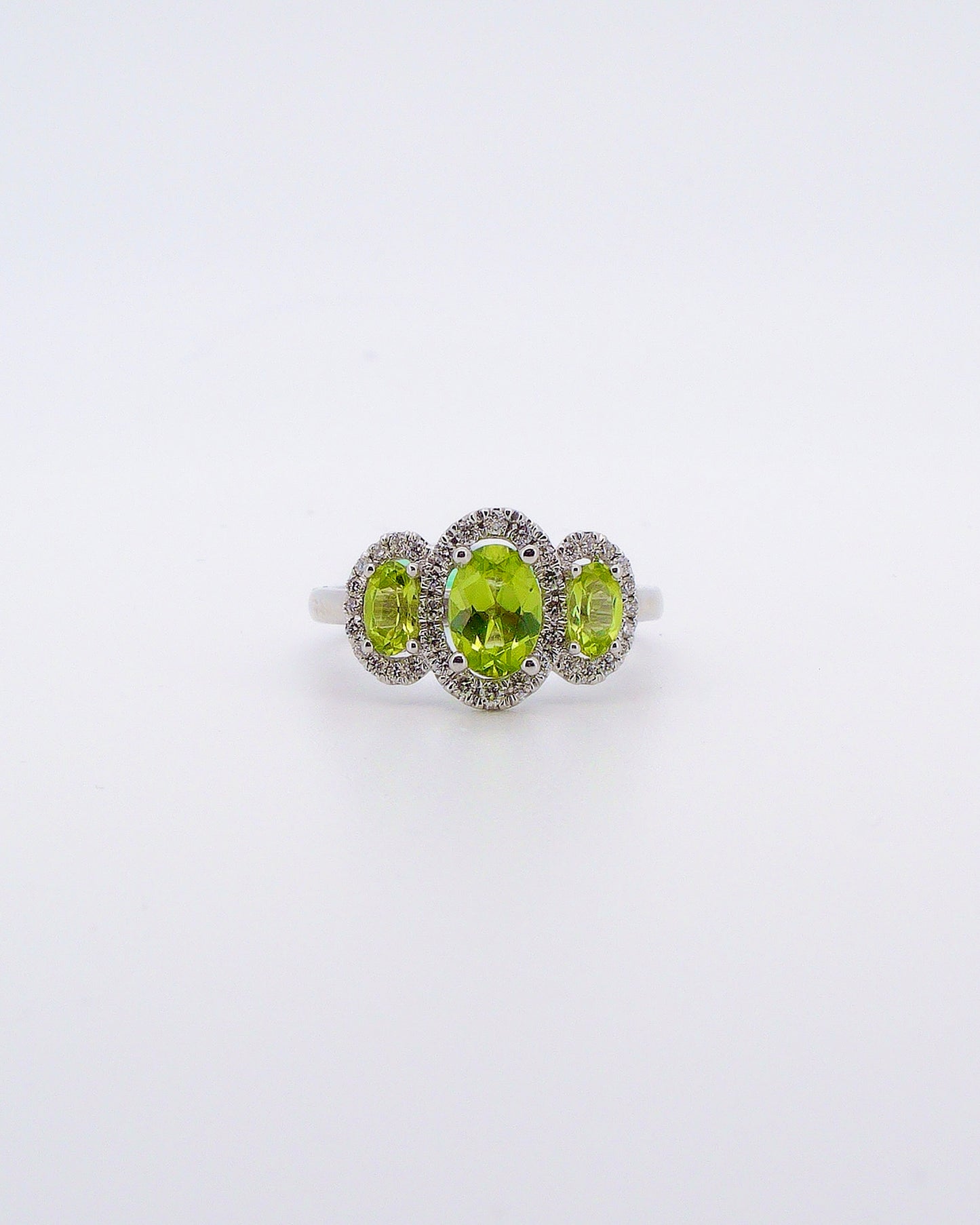 Oval Past, Present & Future Peridot & Diamond Ring