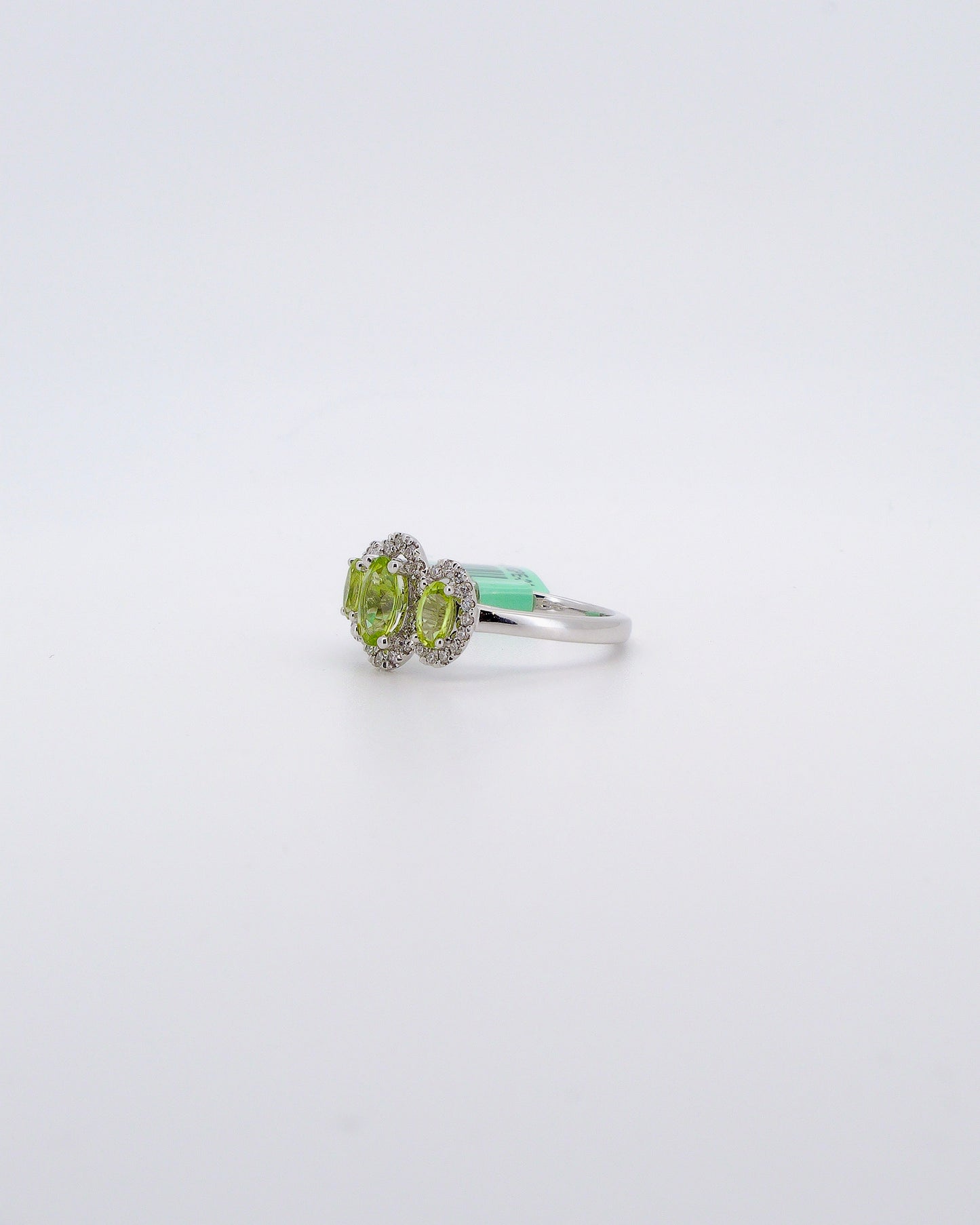 Oval Past, Present & Future Peridot & Diamond Ring