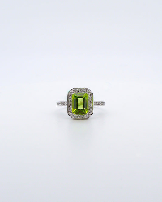 Emerald Cut Peridot Ring