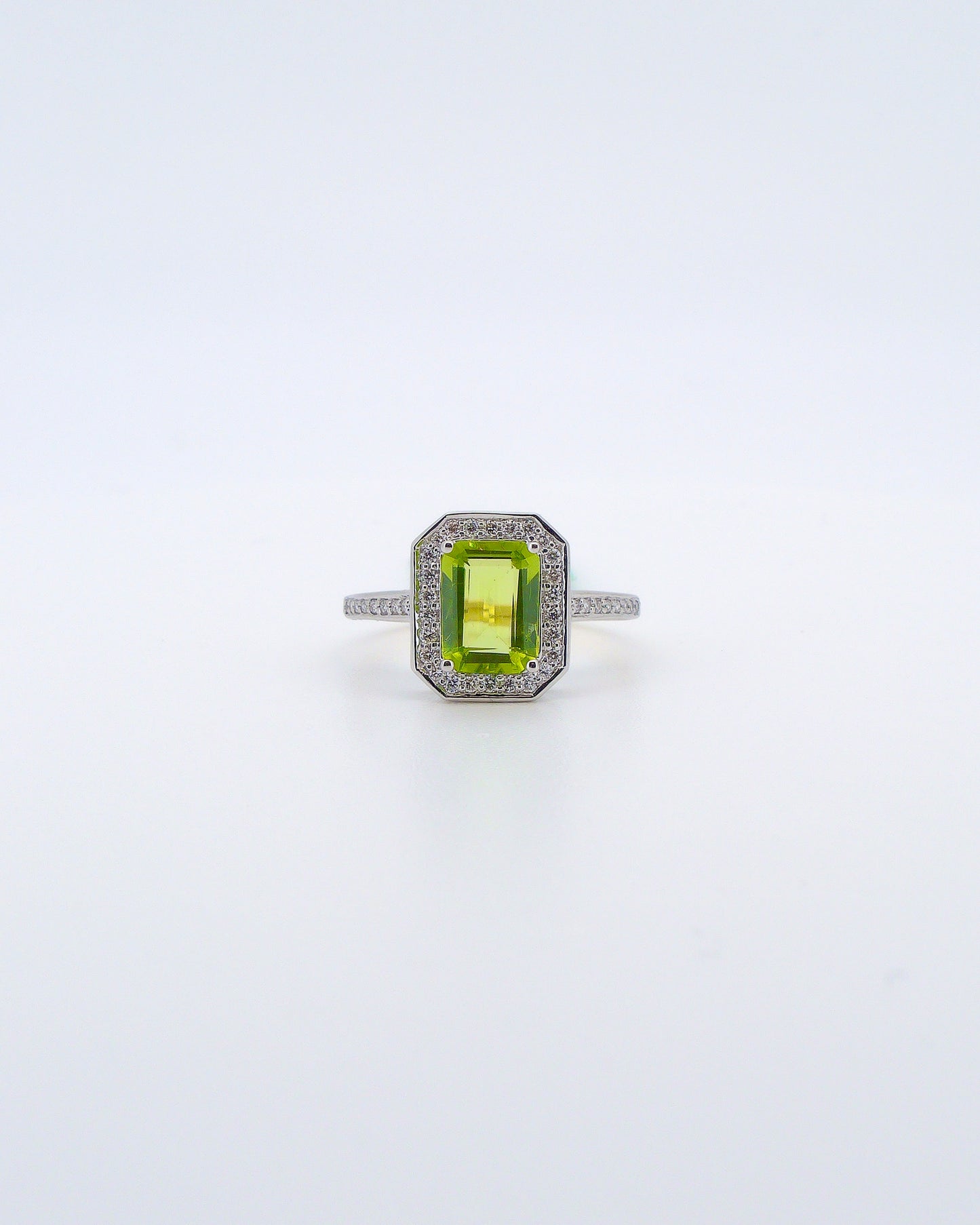 Emerald Cut Peridot Ring