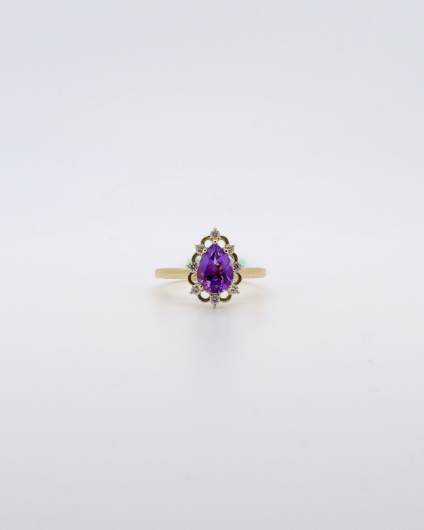 Pear Cut Amethyst & Diamond Ring