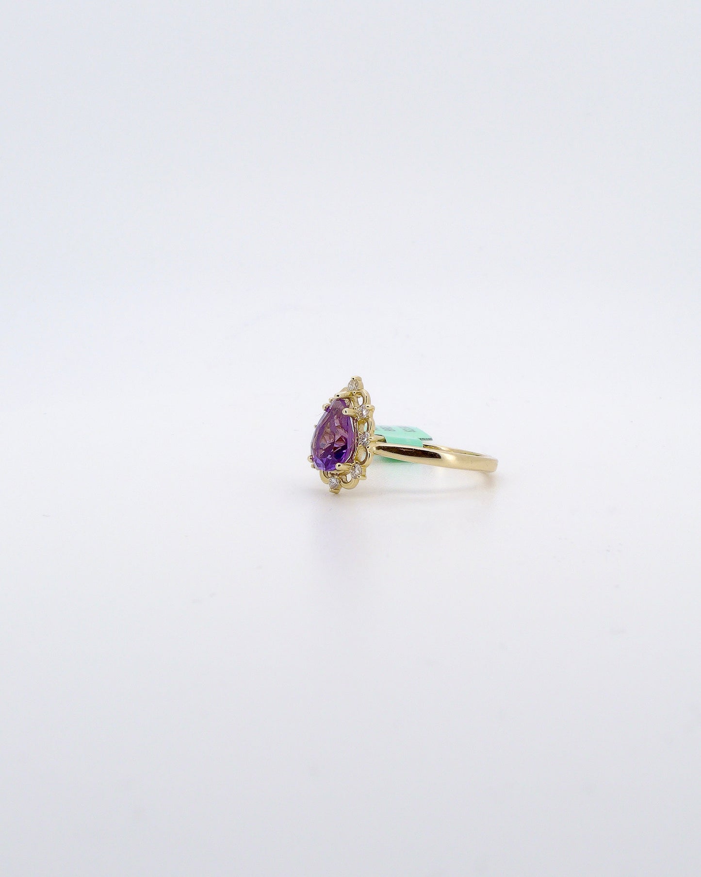 Pear Cut Amethyst & Diamond Ring