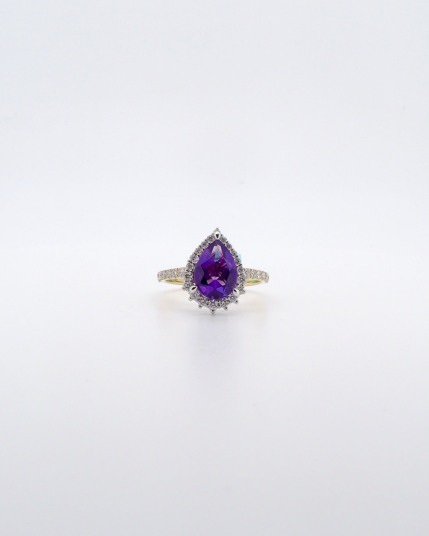 Pear Cut Amethyst & Diamond Ring