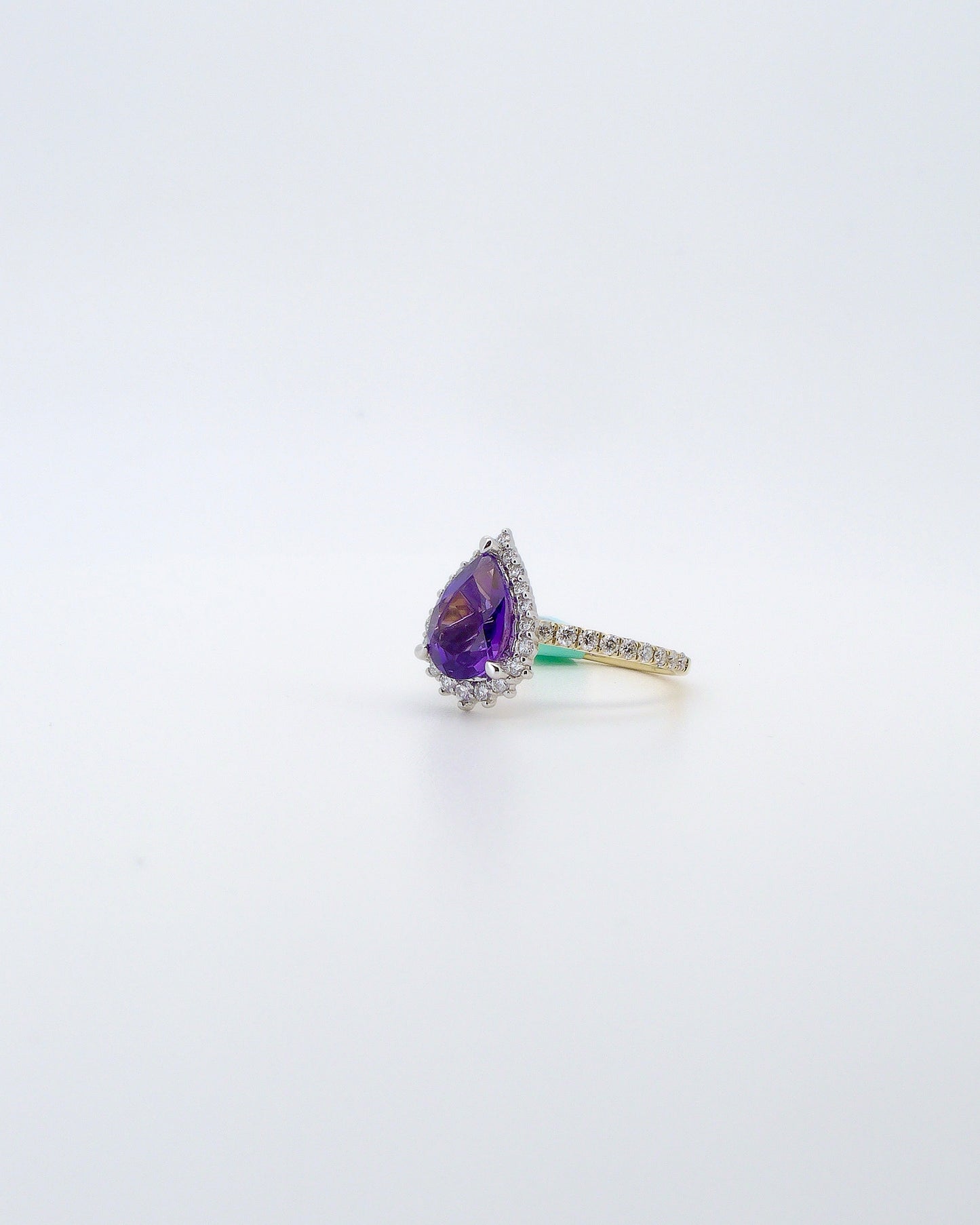 Pear Cut Amethyst & Diamond Ring