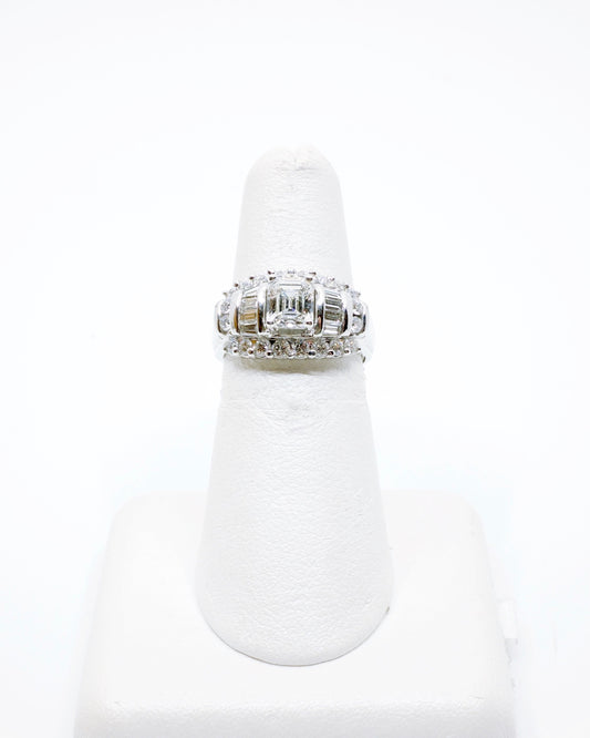 Emerald Cut Centre Diamond Ring