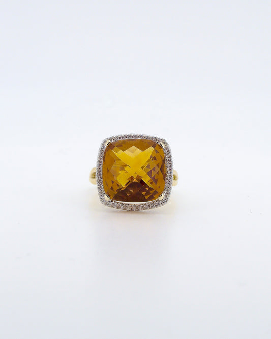 Cushion Cut Citrine Evening Ring
