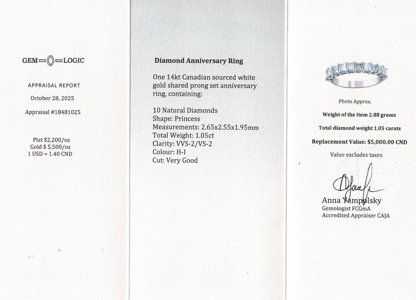 1.05 Carat Princess Cut Diamond Band