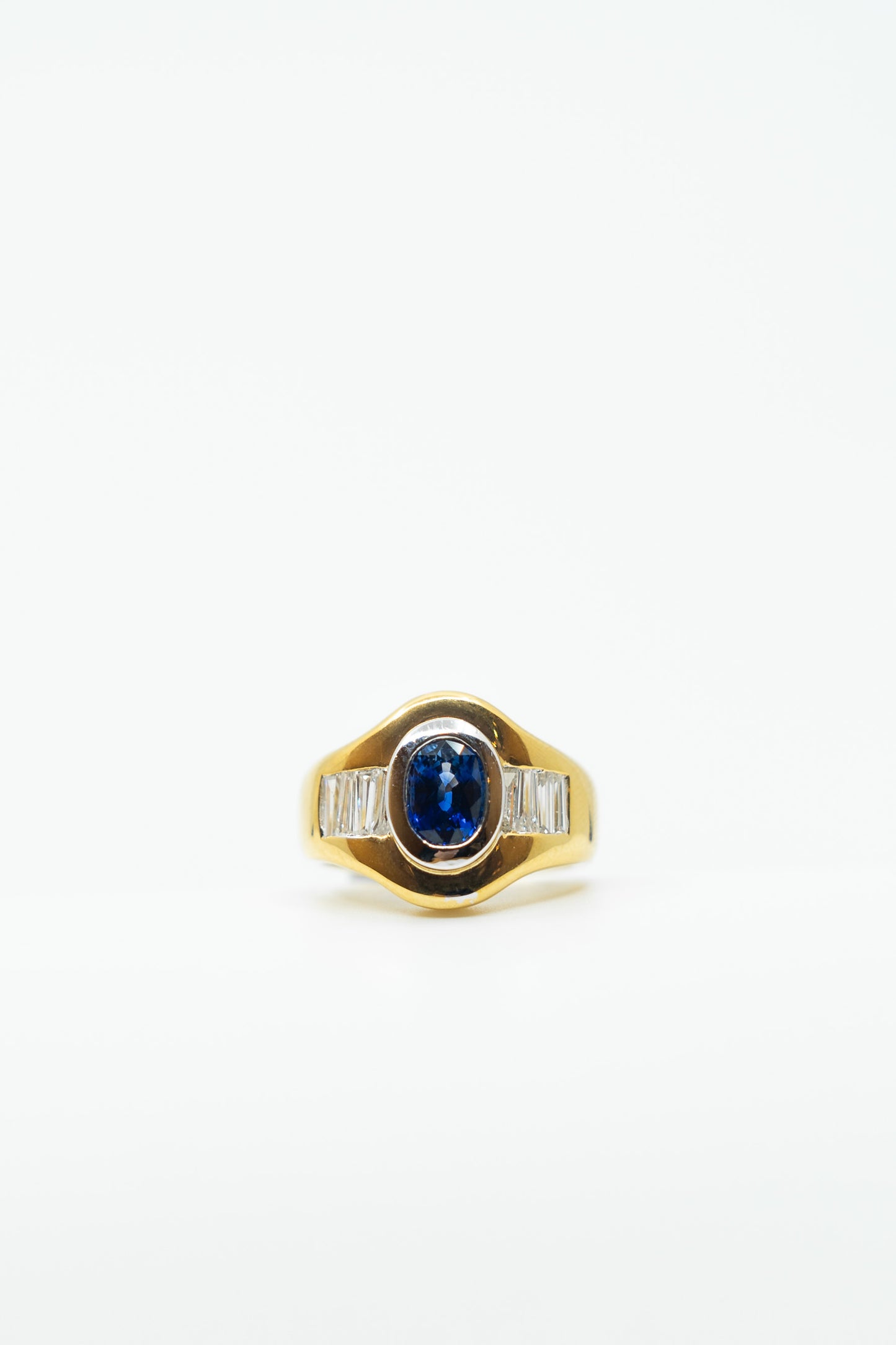Bezelled Yellow & White Gold Sapphire Ring