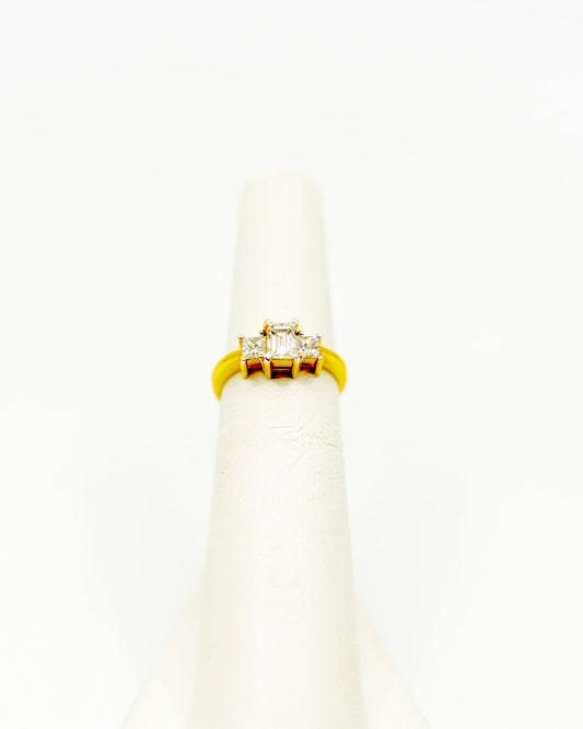 Past Present Future Emerald Cut Ring
