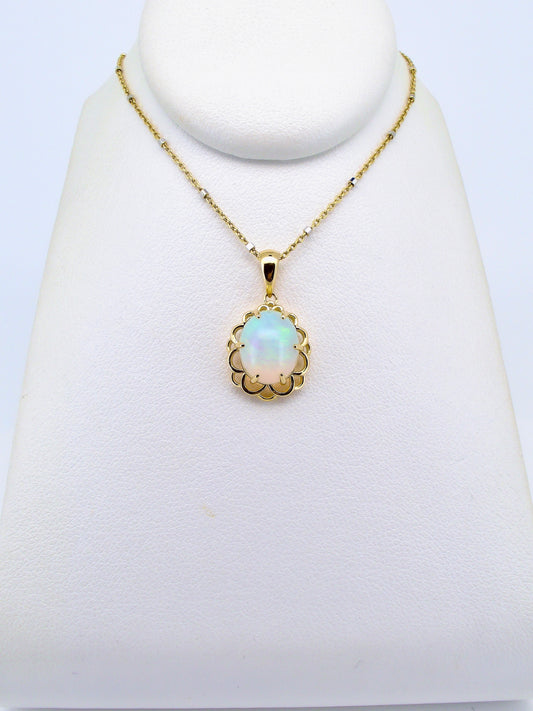 Delicate Frame Opal Pendant