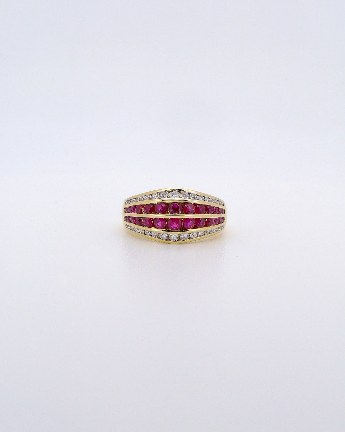 Graduated Channel Ruby Ring