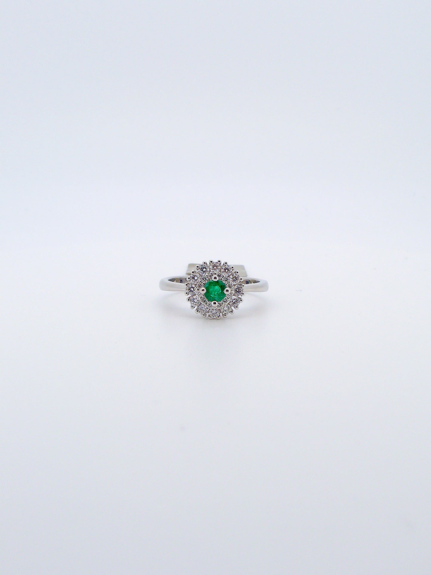 Emerald Diamond Halo Ring