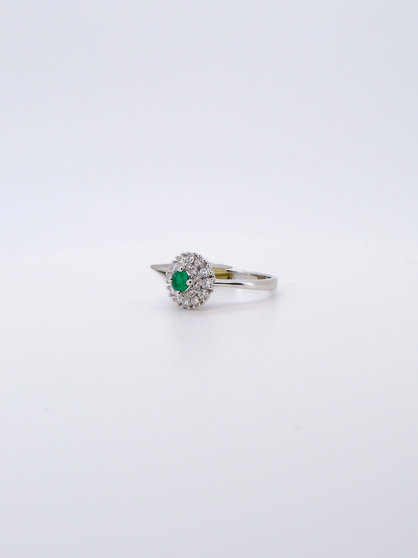 Emerald Diamond Halo Ring