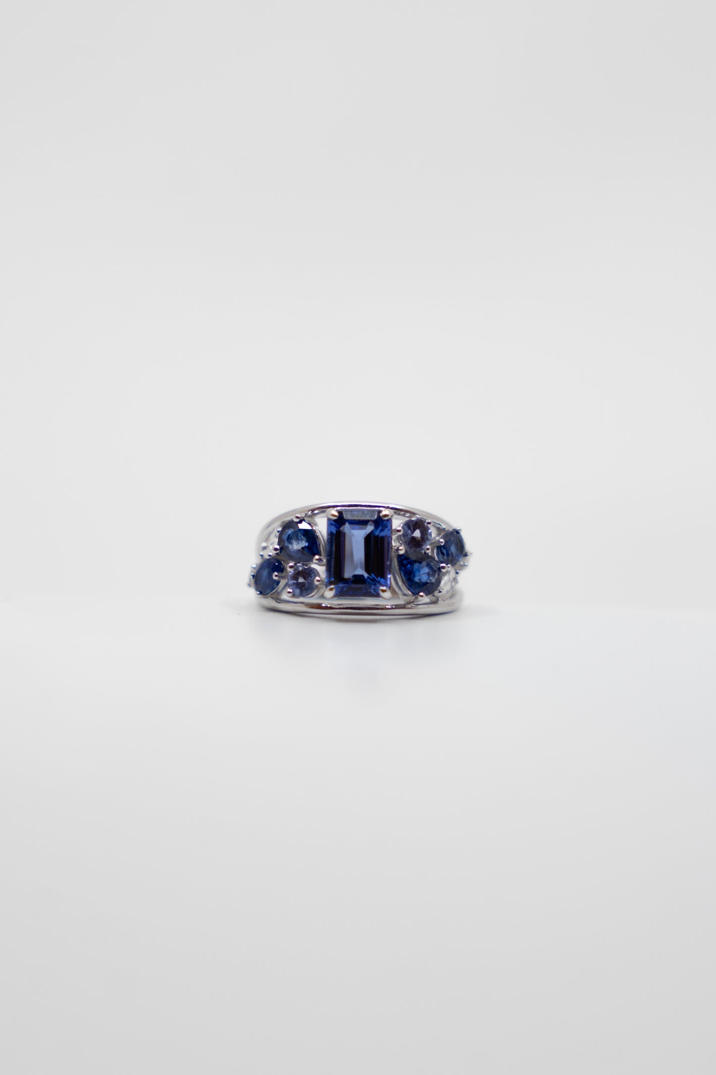 Tanzanite, Sapphire & Diamond Cluster Ring