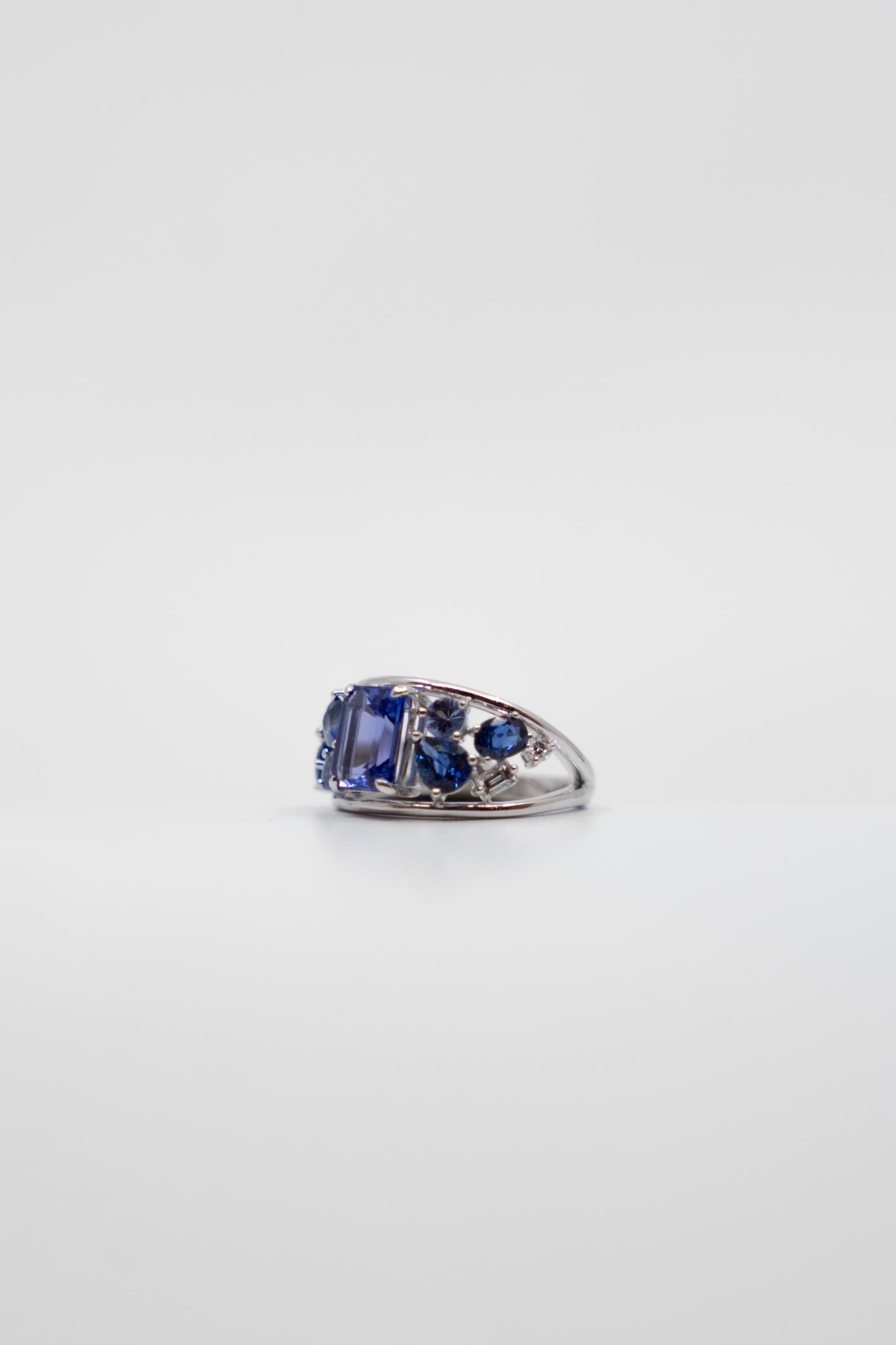 Tanzanite, Sapphire & Diamond Cluster Ring