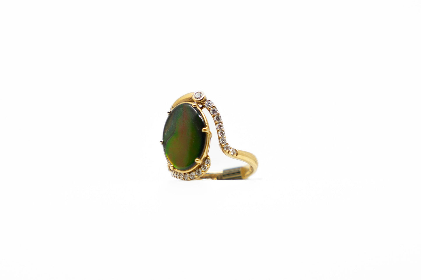 Abstract Ammolite Ring