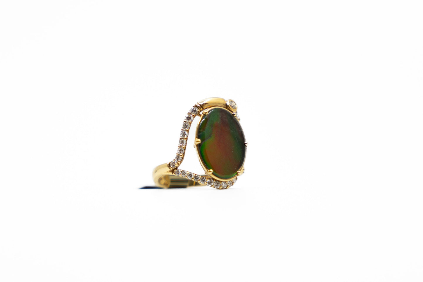 Abstract Ammolite Ring