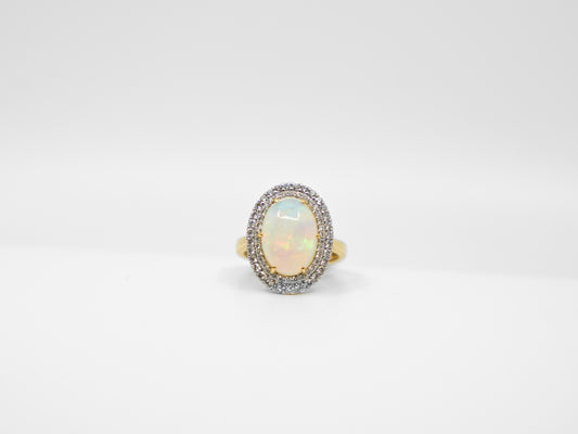 Opal Double Halo Ring