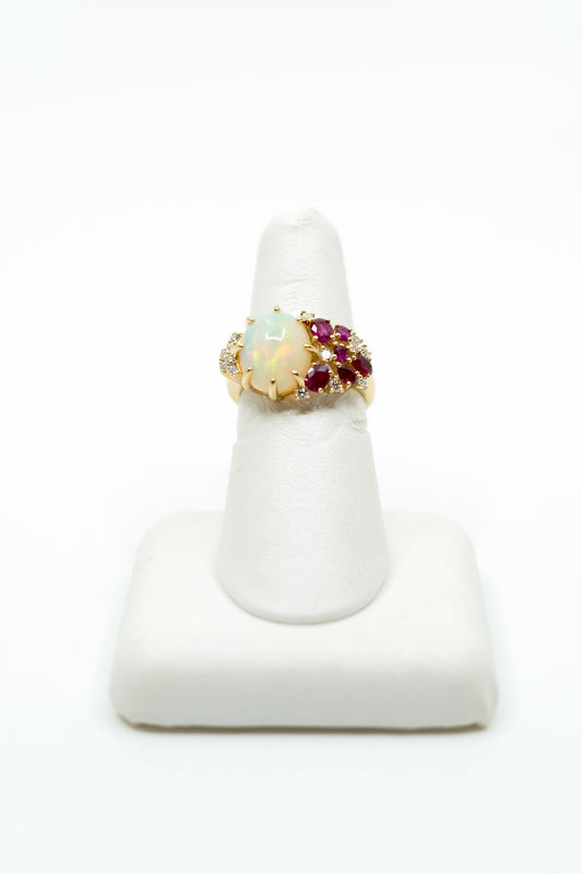 Opal, Ruby & Diamond Ring