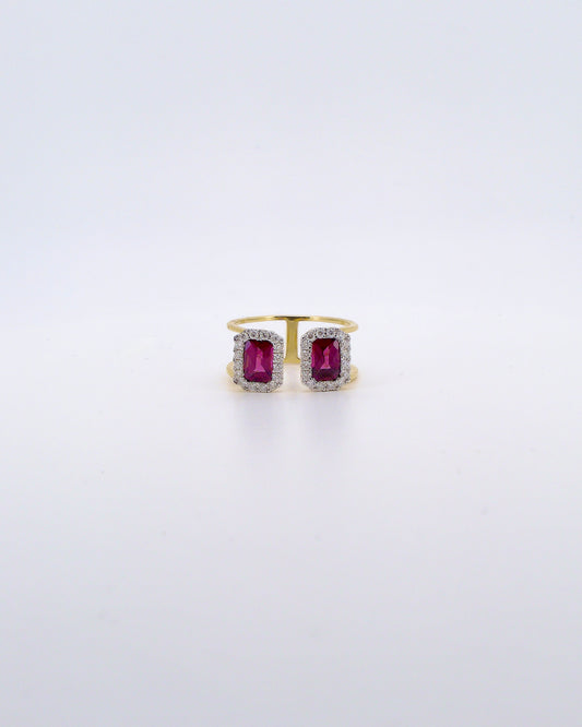 Rhodolite Garnet Duo Ring