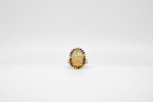 Rainbow Sapphire & Opal Ring
