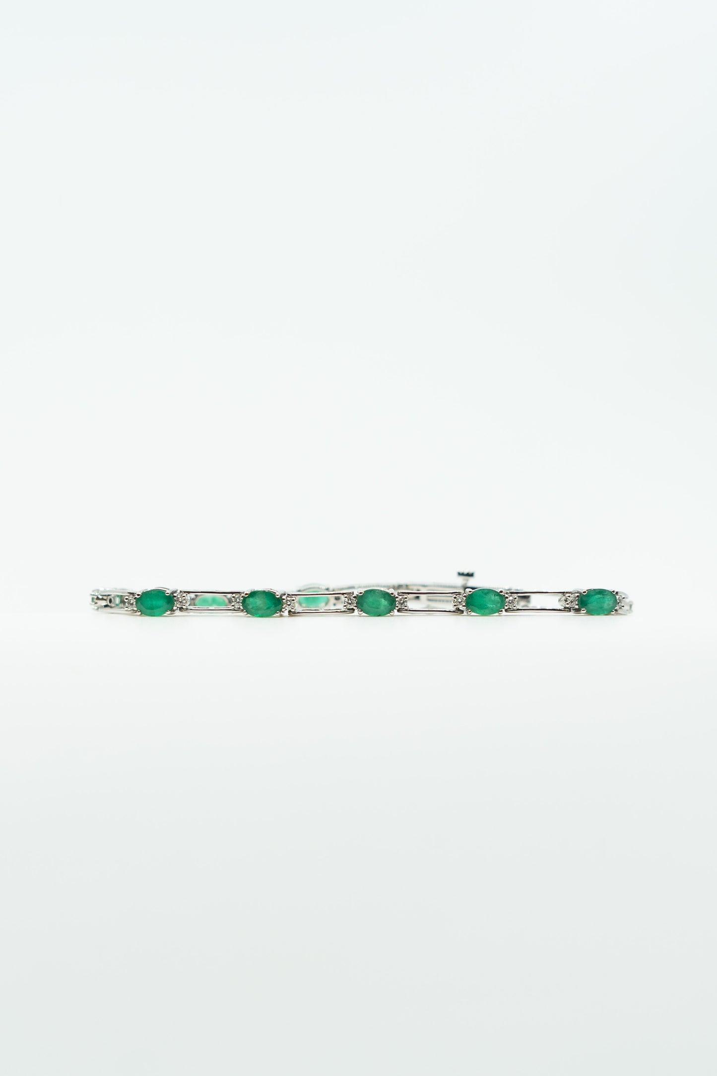 Emerald & Diamond Open Link Bracelet