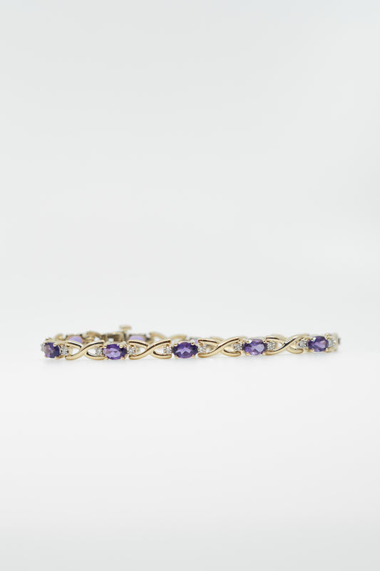 Amethyst & Diamond Twisted Link Bracelet