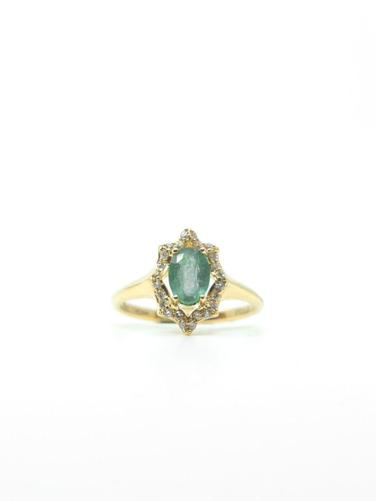 Emerald Star Halo Ring