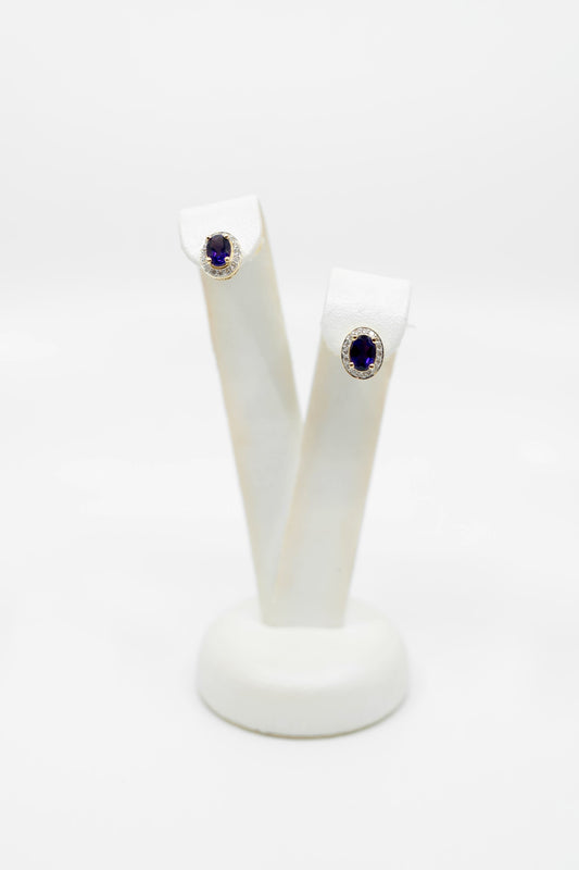 Amethyst & Diamond Stud Earrings