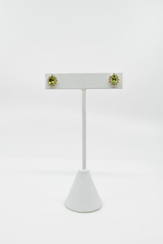 Peridot & Diamond Stud Earrings