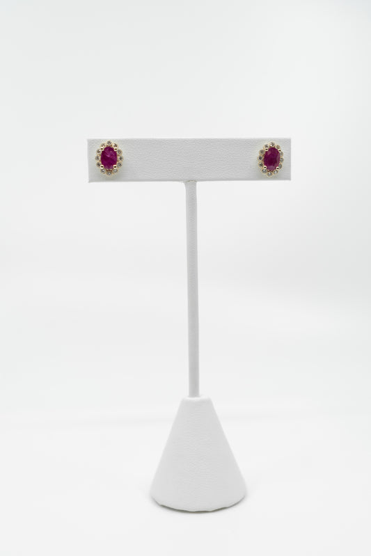 Ruby & Diamond Stud Earrings