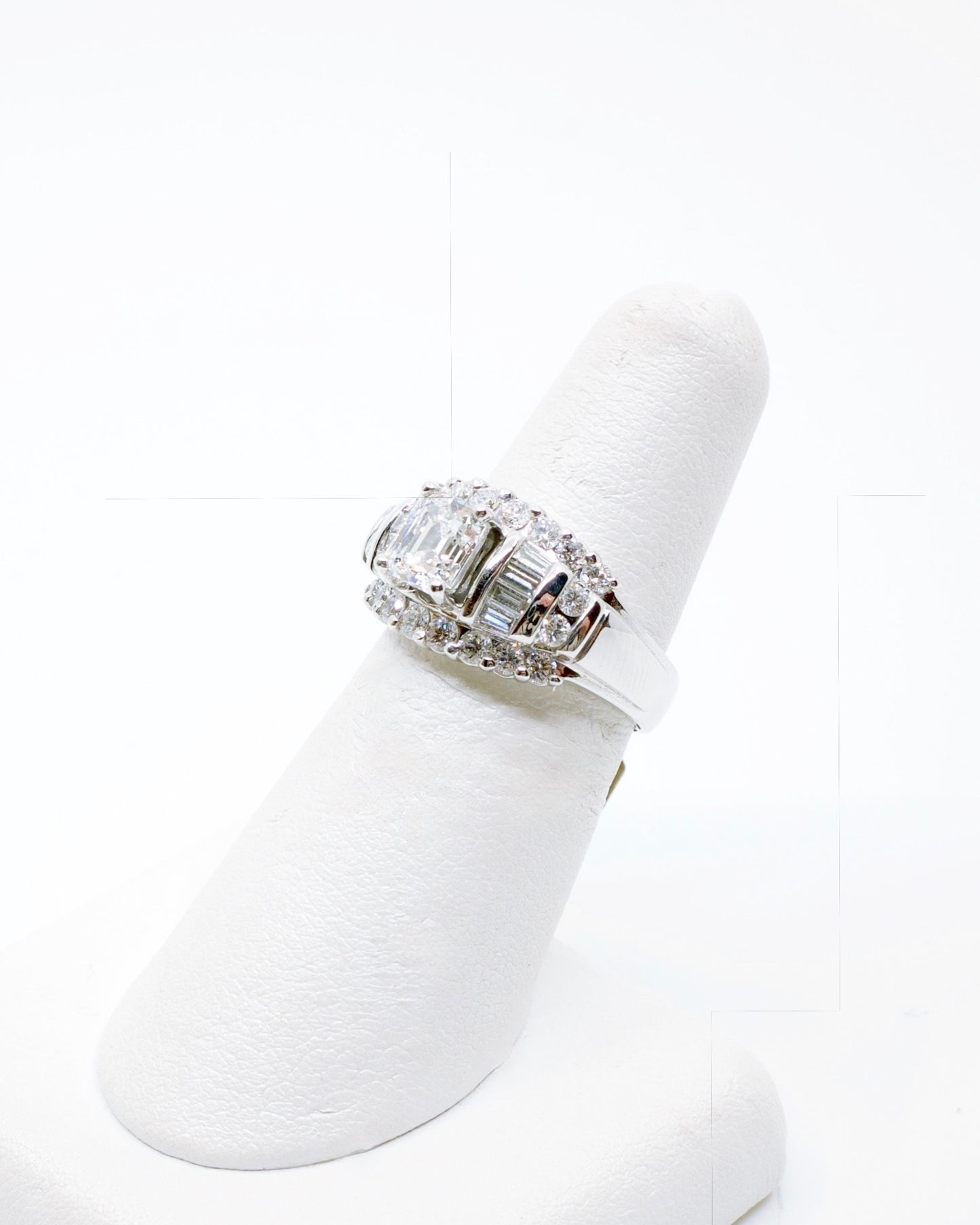 Emerald Cut Centre Diamond Ring