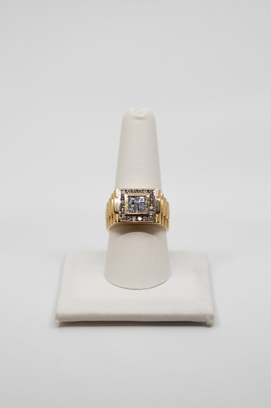 Mens Square Illusion Ring