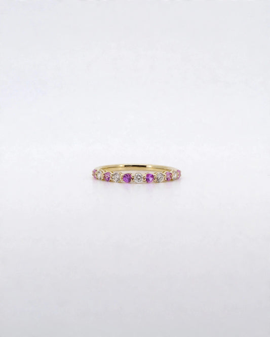 Pink Sapphire & Diamond Stacking Band