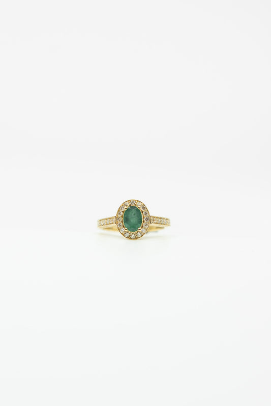 Classic Emerald & Diamond Halo Ring