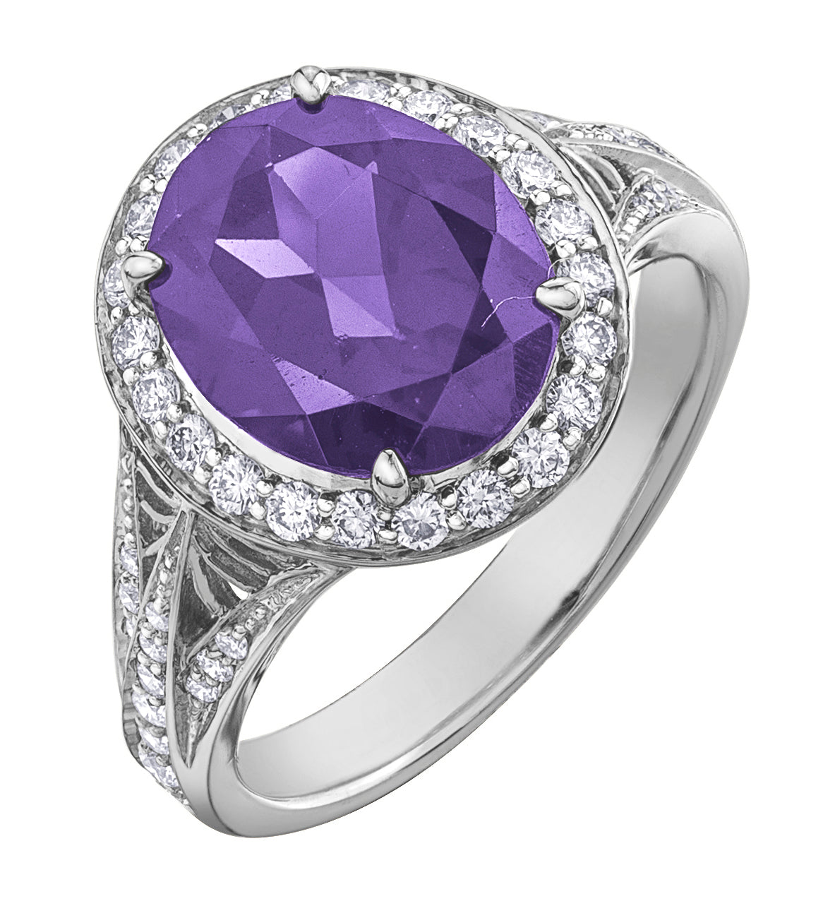 Twisting Amethyst & Diamond Ring