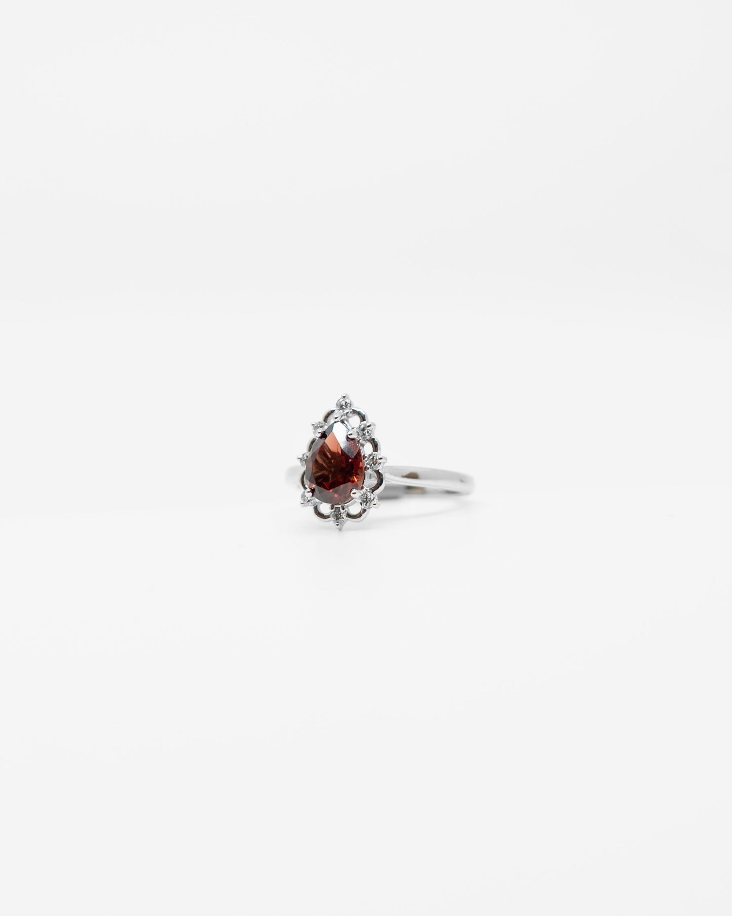 Pear Cut Garnet & Diamond Ring