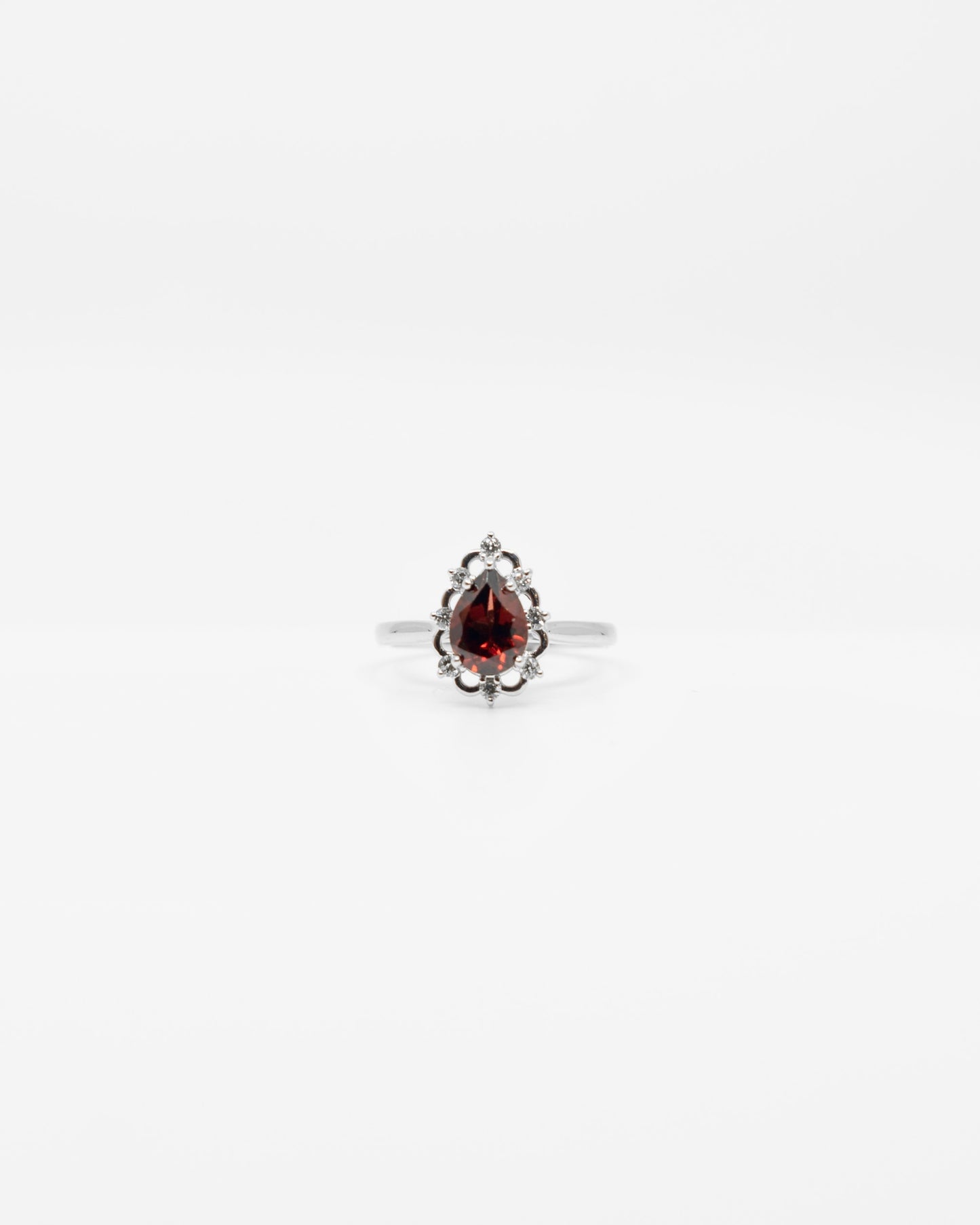 Pear Cut Garnet & Diamond Ring