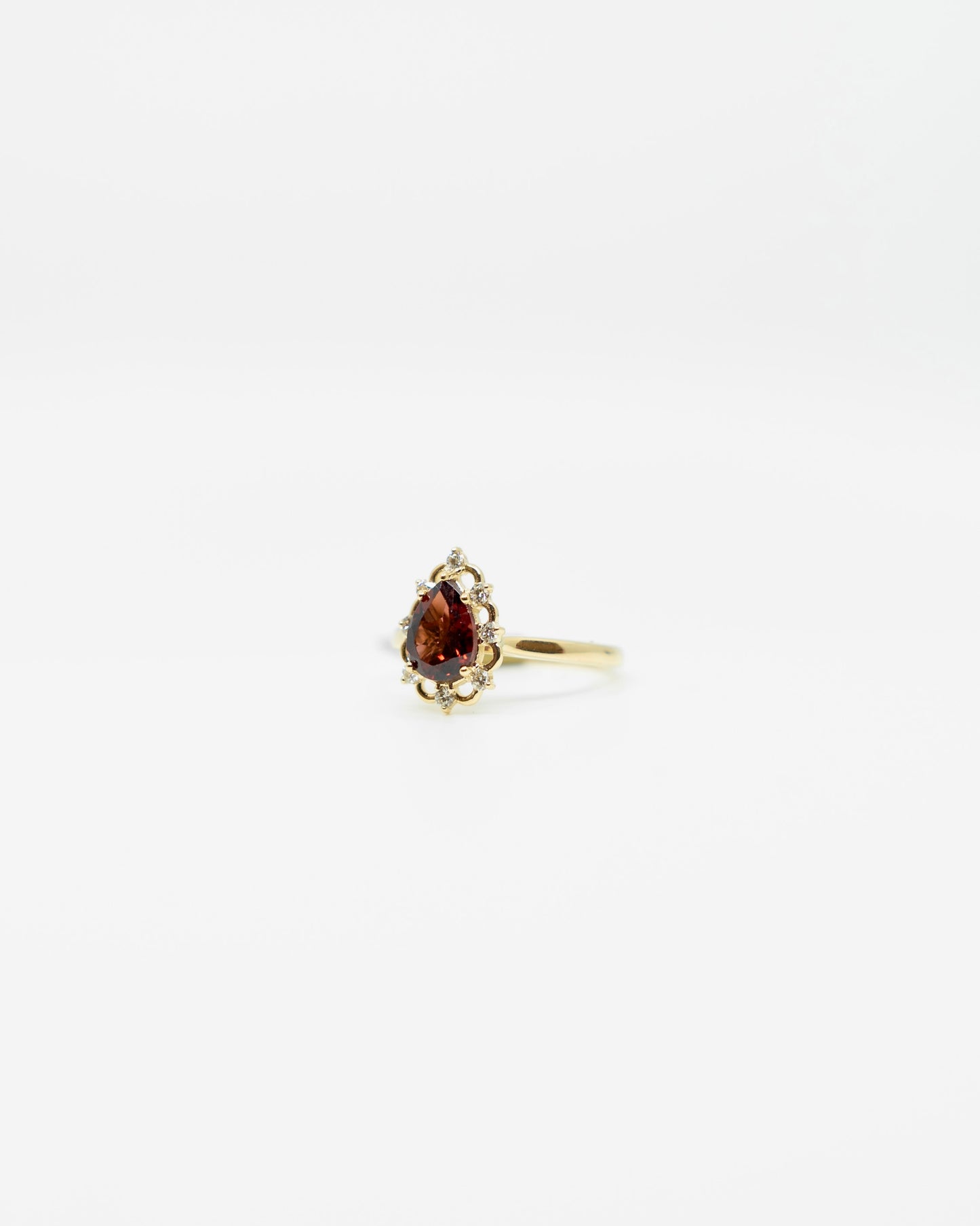 Pear Cut Garnet & Diamond Ring