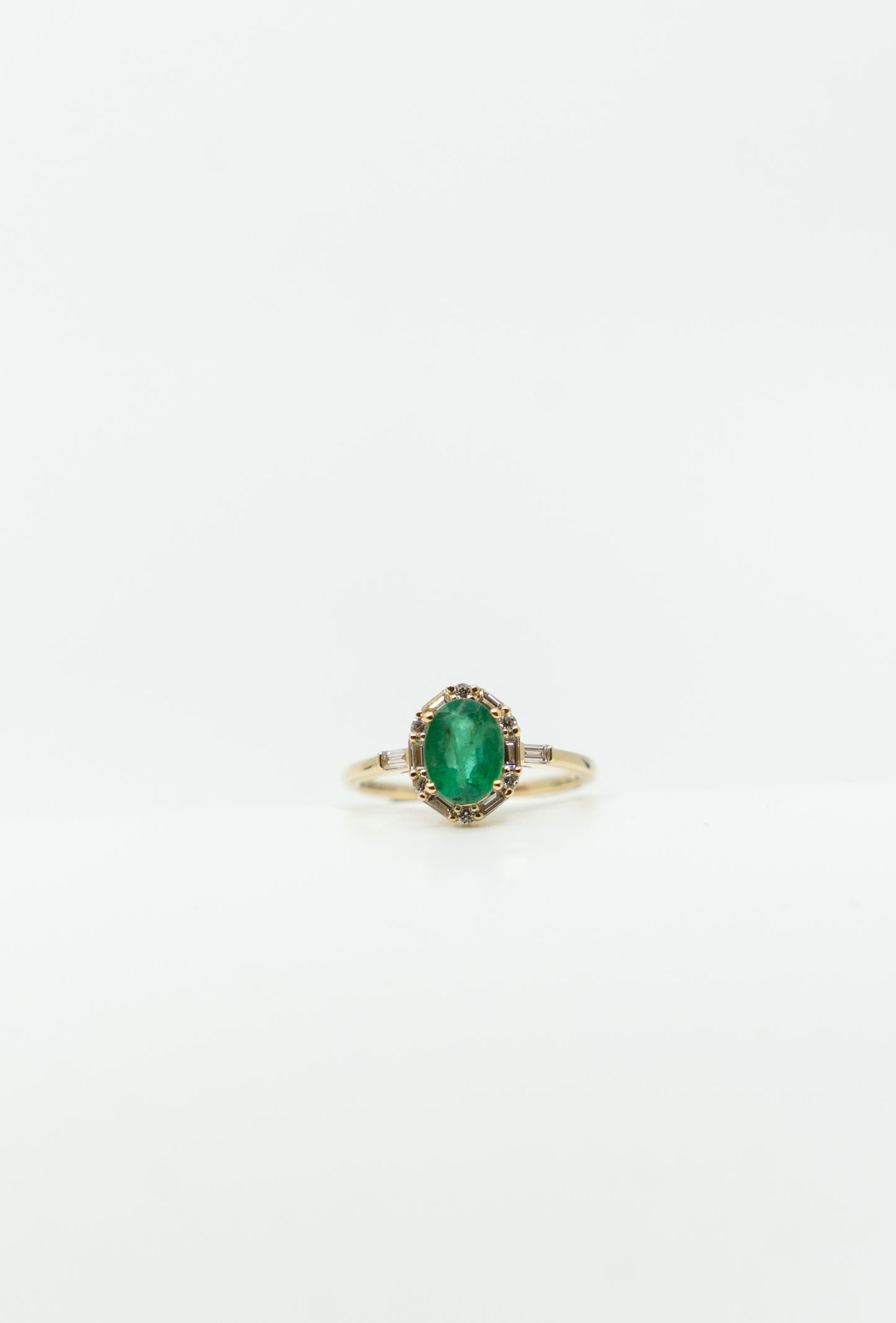 Emerald & Diamond Vintage Halo Ring