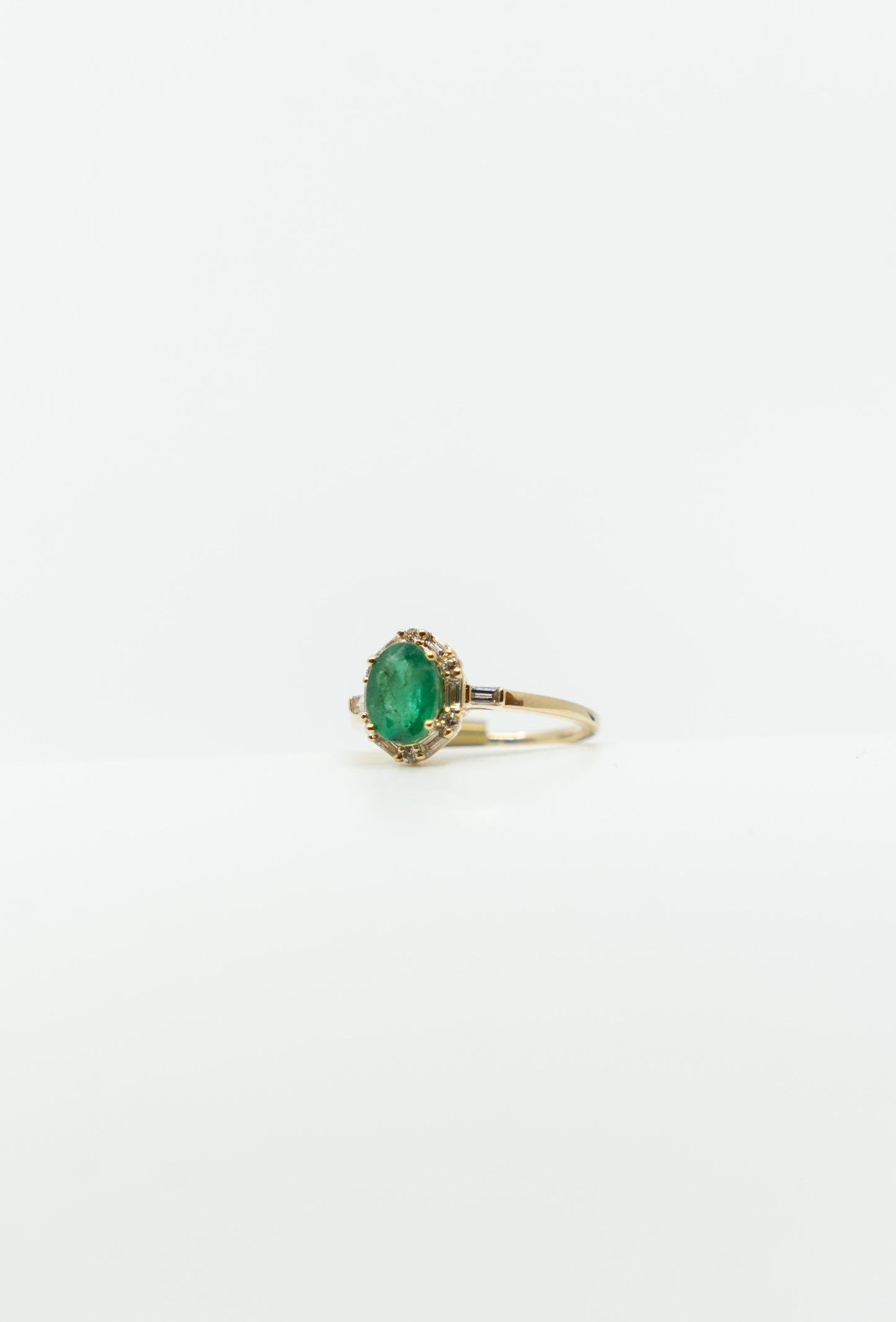 Emerald & Diamond Vintage Halo Ring